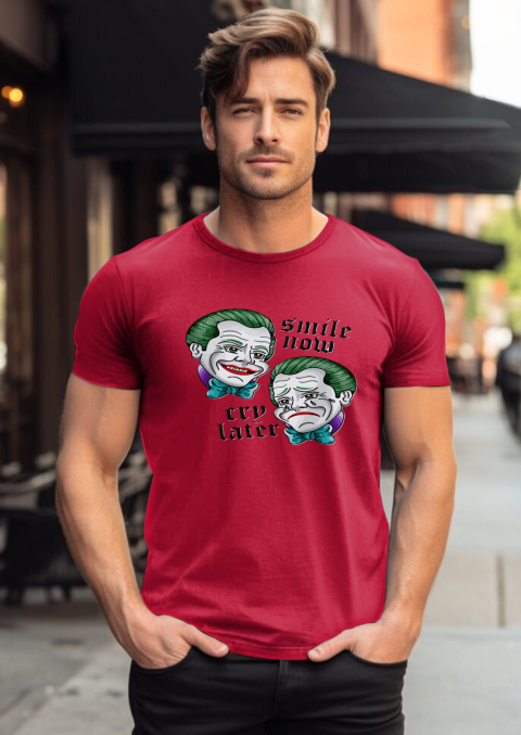 xfgr best smile now cry later clown merch classic t shirt 2 front red
