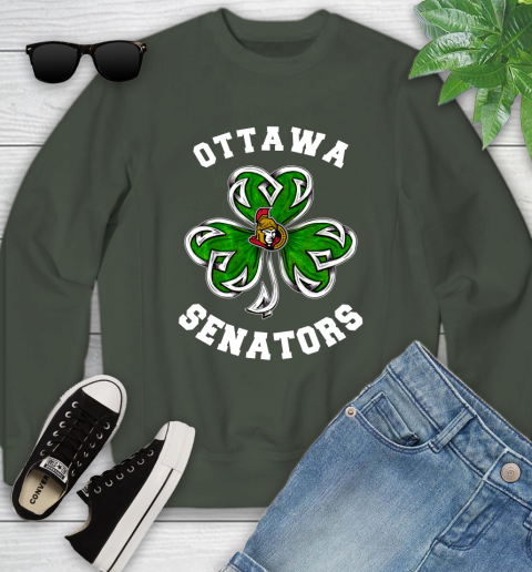 NHL Ottawa Senators Three Leaf Clover St Patrick's Day Hockey Sports Youth Sweatshirt 9