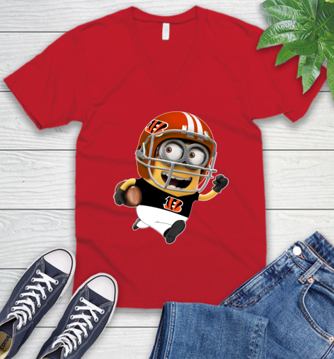 NFL Cincinnati Bengals Minions Disney Football Sports V-Neck T-Shirt 7