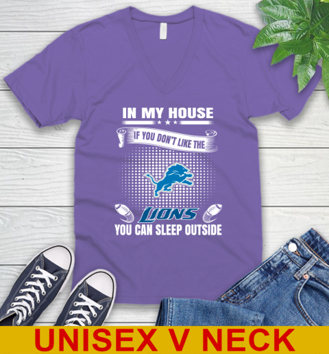 Detroit Lions NFL Football In My House If You Don't Like The Lions You Can Sleep Outside Shirt V-Neck T-Shirt 8