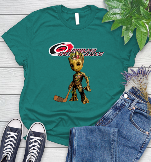 Carolina Hurricanes NHL Hockey Groot Marvel Guardians Of The Galaxy Women's T-Shirt 12