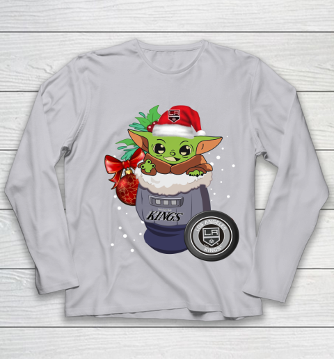 Los Angeles Kings Christmas Baby Yoda Star Wars Funny Happy NHL Youth Long Sleeve 5