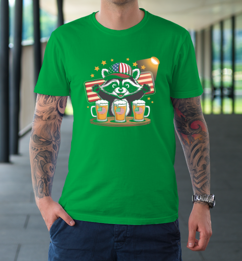 Raccoon red white and brew Funny Independence Day 4th of July T-Shirt 4