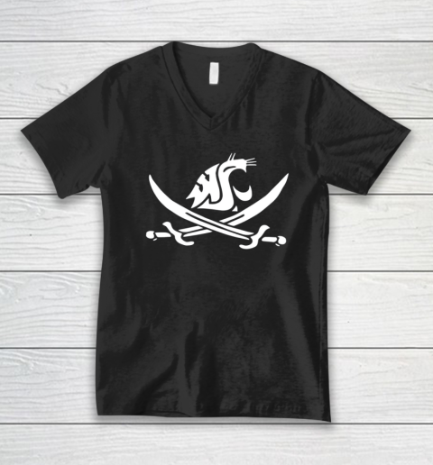 WSU Pirate Shirt Mike Leach WSU Pirate Sword V-Neck T-Shirt