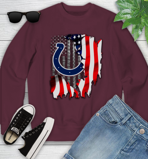 Indianapolis Colts NFL Football American Flag Youth Sweatshirt - Image 5