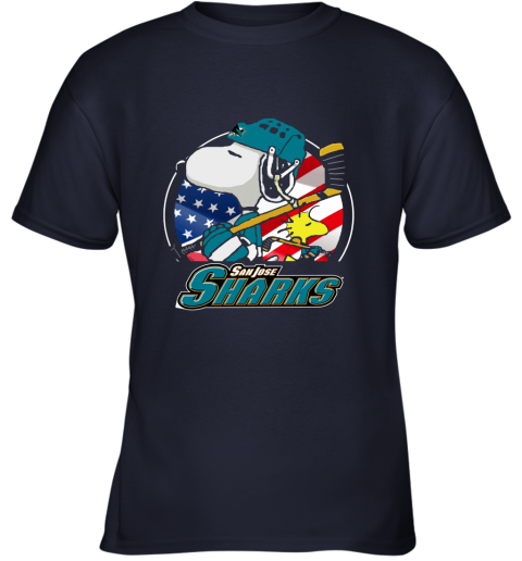 Sanjose Sharks Ice Hockey Snoopy And Woodstock NHL Youth T-Shirt