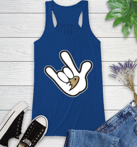 Anaheim Ducks NHL Hockey Mickey Rock Hand Disney Racerback Tank 9