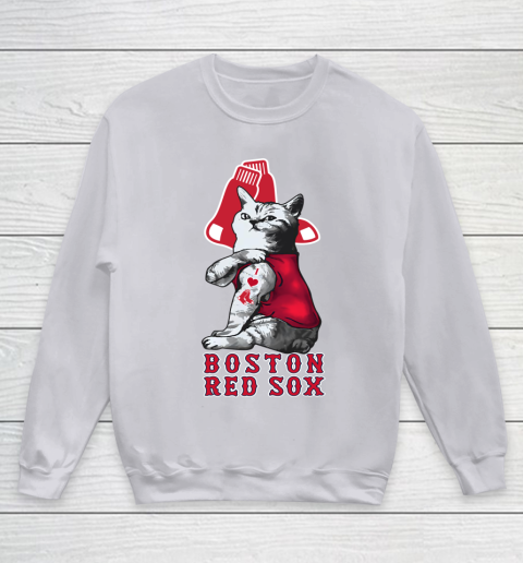 MLB Baseball My Cat Loves Boston Red Sox Youth Sweatshirt 3