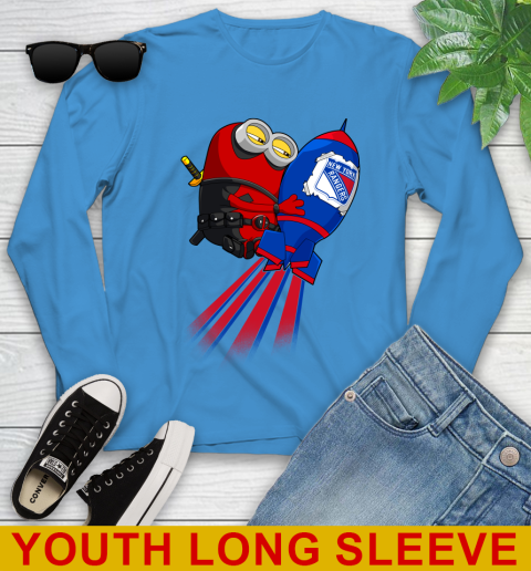 NHL Hockey New York Rangers Deadpool Minion Marvel Shirt Youth Long Sleeve 8