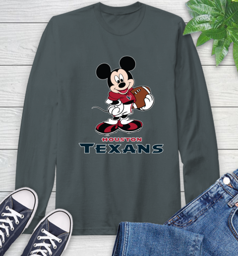 NFL Football Houston Texans Cheerful Mickey Mouse Shirt Long Sleeve T-Shirt 7