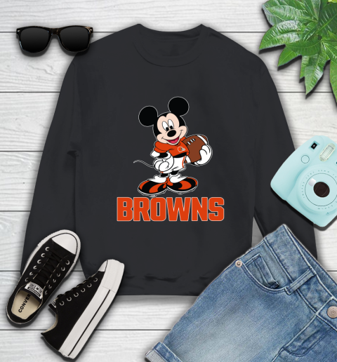 NFL Football Cleveland Browns Cheerful Mickey Mouse Shirt Sweatshirt