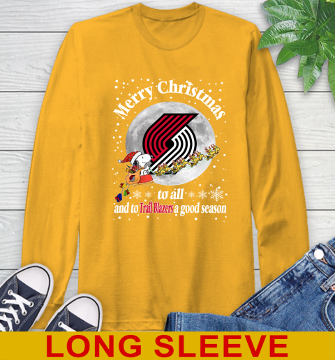 Portland Trail Blazers Merry Christmas To All And To Trail Blazers A Good Season NBA Basketball Sports Long Sleeve T-Shirt 2