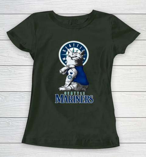 MLB Baseball My Cat Loves Seattle Mariners Women's T-Shirt 4