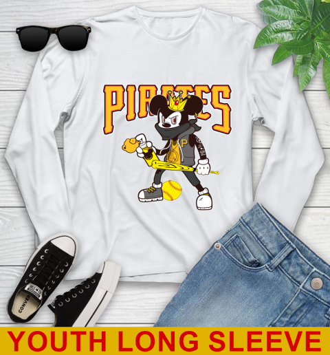 Pittsburgh Pirates MLB Baseball Mickey Peace Sign Sports Youth Long Sleeve