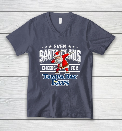Tampa Bay Rays Even Santa Claus Cheers For Christmas MLB V-Neck T-Shirt 7