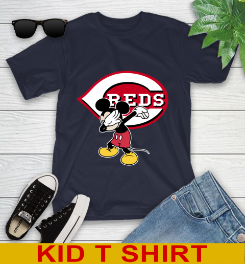Cincinnati Reds MLB Baseball Dabbing Mickey Disney Sports Youth T-Shirt 3