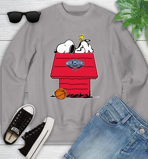 New Orleans Pelicans NBA Basketball Snoopy Woodstock The Peanuts Movie Youth Sweatshirt 4