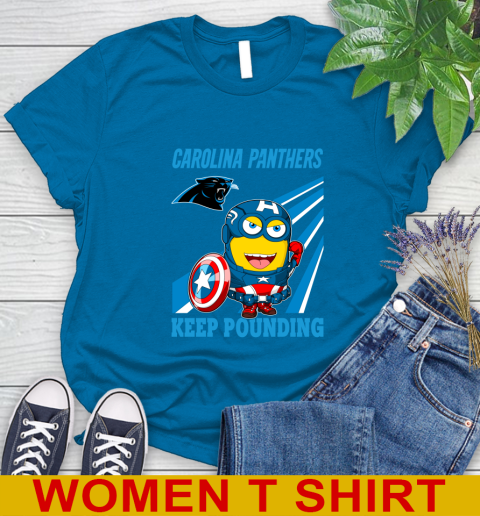 NFL Football Carolina Panthers Captain America Marvel Avengers Minion Shirt Women's T-Shirt 8