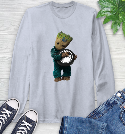 NHL Groot Guardians Of The Galaxy Hockey Sports Edmonton Oilers Long Sleeve T-Shirt 6