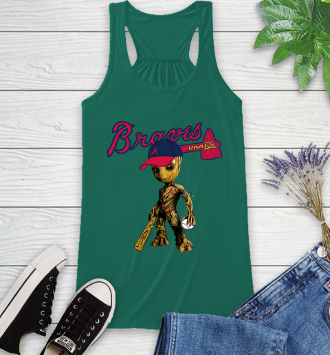 MLB Atlanta Braves Groot Guardians Of The Galaxy Baseball Racerback Tank 7