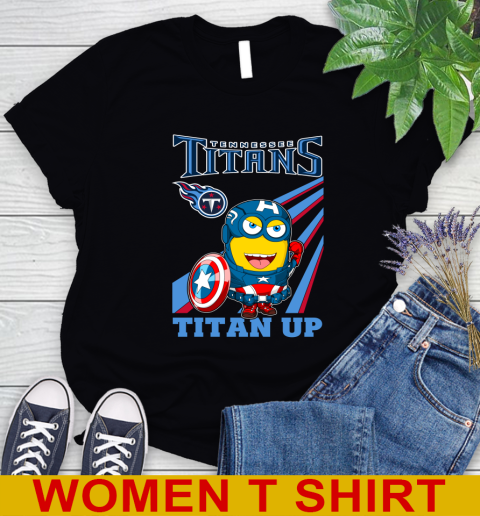 NFL Football Tennessee Titans Captain America Marvel Avengers Minion Titan Up Shirt Women's T-Shirt