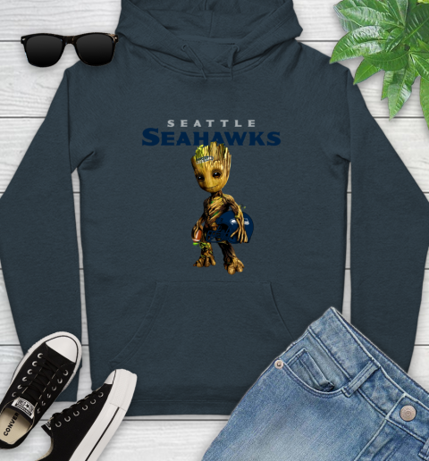 Seattle Seahawks NFL Football Groot Marvel Guardians Of The Galaxy Youth Hoodie 8