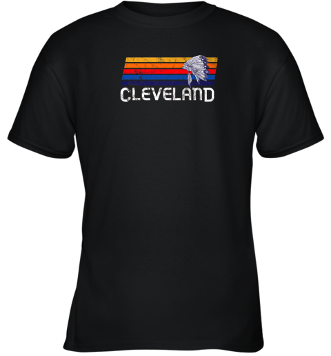 Retro Cleveland Shirt Native American Baseball Skyline Youth T-Shirt