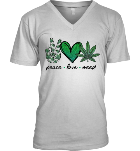 Peace Love Weed Diamond V-Neck T-Shirt