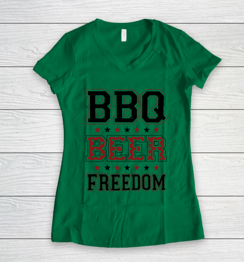 BBQ Beer Freedom Trump Fan Women's V-Neck T-Shirt 5