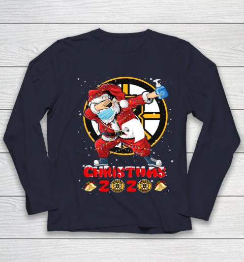 Boston Bruins Funny Santa Claus Dabbing Christmas 2020 NHL Youth Long Sleeve 2