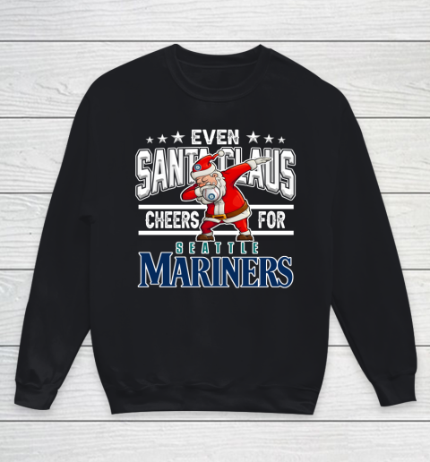 EveSeattle Mariners Even Santa Claus Cheers For Christmas MLB Youth Sweatshirt