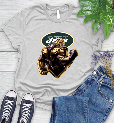 NFL Thanos Avengers Endgame Football Sports New York Jets Women's T-Shirt