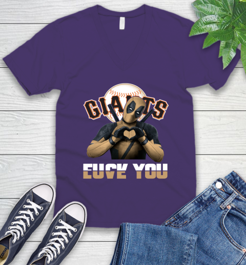 MLB San Francisco Giants Deadpool Love You Fuck You Baseball Sports V-Neck T-Shirt 9