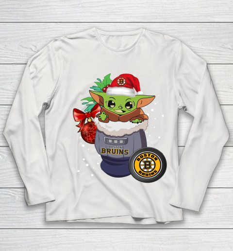 Boston Bruins Christmas Baby Yoda Star Wars Funny Happy NHL Youth Long Sleeve 11