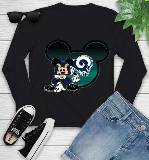 NFL Los Angeles Rams Mickey Mouse Disney Football T Shirt Youth Long Sleeve 2