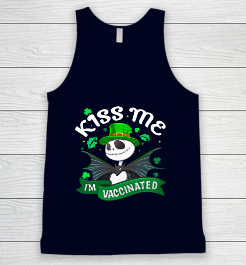 Kiss Me I'm Vaccinated Patrick's Day Jack Skellington Tank Top 2