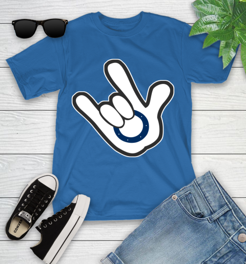 Indianapolis Colts NFL Football Mickey Rock Hand Disney Youth T-Shirt 9