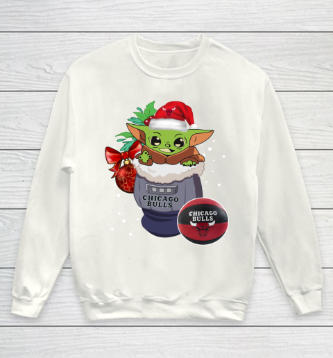 Chicago Bulls Christmas Baby Yoda Star Wars Funny Happy NBA Youth Sweatshirt 2