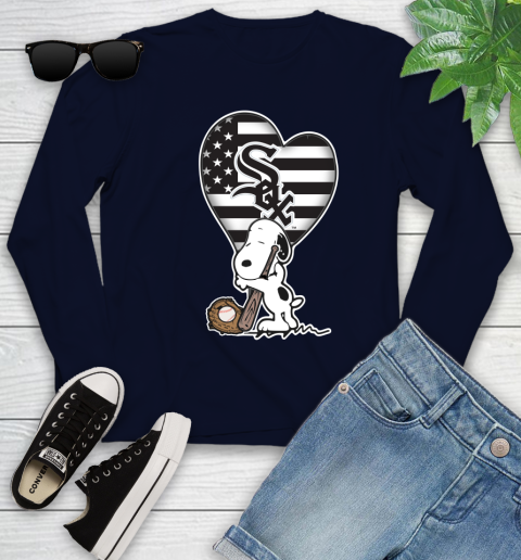 Chicago White Sox MLB Baseball The Peanuts Movie Adorable Snoopy Youth Long Sleeve 3