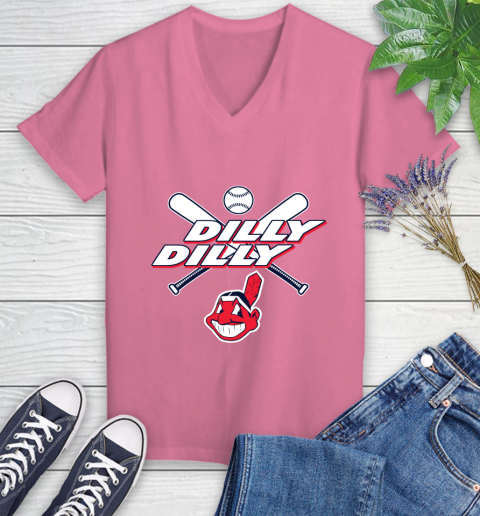 MLB Cleveland Indians Dilly Dilly Baseball Sports Women's V-Neck T-Shirt 13