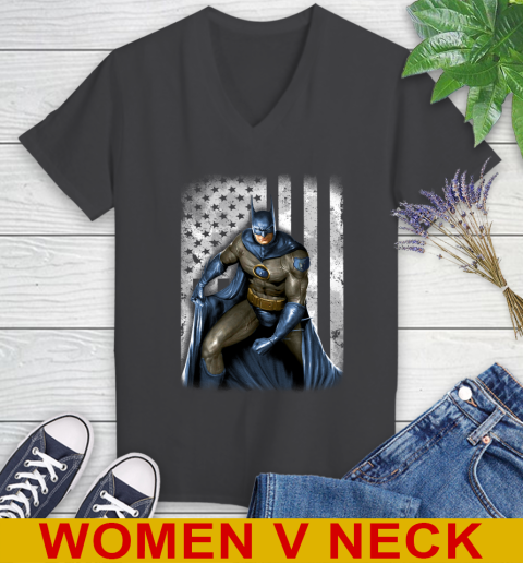 Memphis Grizzlies NBA Basketball Batman DC American Flag Shirt Women's V-Neck T-Shirt 8