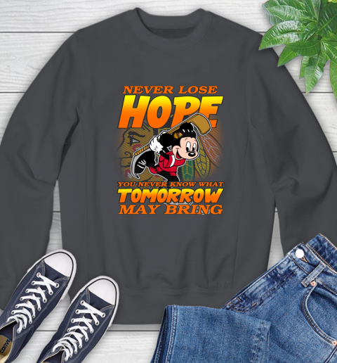 Chicago Blackhawks NHL Hockey ootball Mickey Disney Never Lose Hope Sweatshirt 6