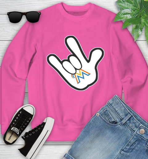 Miami Marlins MLB Baseball Mickey Rock Hand Disney Youth Sweatshirt 7