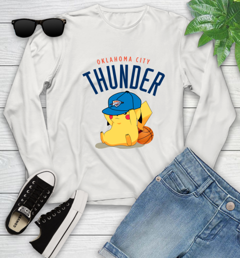 NBA Pikachu Basketball Sports Oklahoma City Thunder Youth Long Sleeve 12