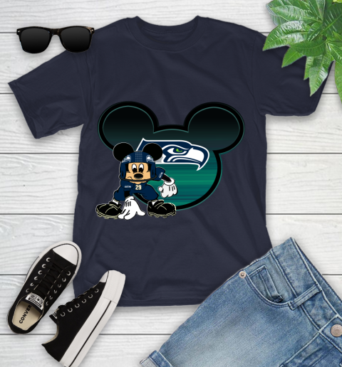 NFL Seattle Seahawks Mickey Mouse Disney Football T Shirt Youth T-Shirt 3