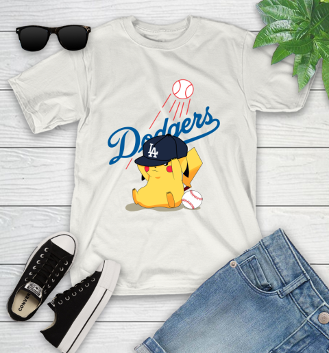 MLB Pikachu Baseball Sports Los Angeles Dodgers Youth T-Shirt