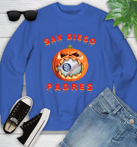 MLB San Diego Padres Halloween Pumpkin Baseball Sports Youth Sweatshirt 8