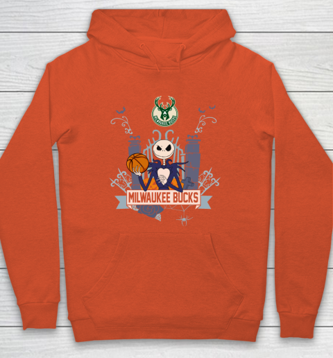 NBA Milwaukee Bucks Basketball Jack Skellington Halloween Hoodie 3
