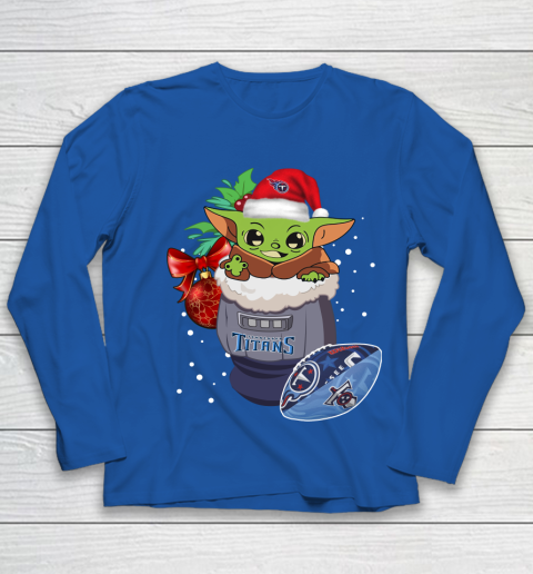 Tennessee Titans Christmas Baby Yoda Star Wars Funny Happy NFL Youth Long Sleeve 9