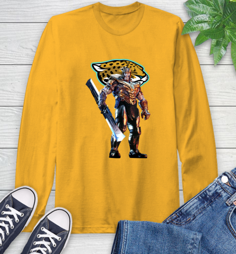 NFL Thanos Gauntlet Avengers Endgame Football Jacksonville Jaguars Long Sleeve T-Shirt 3